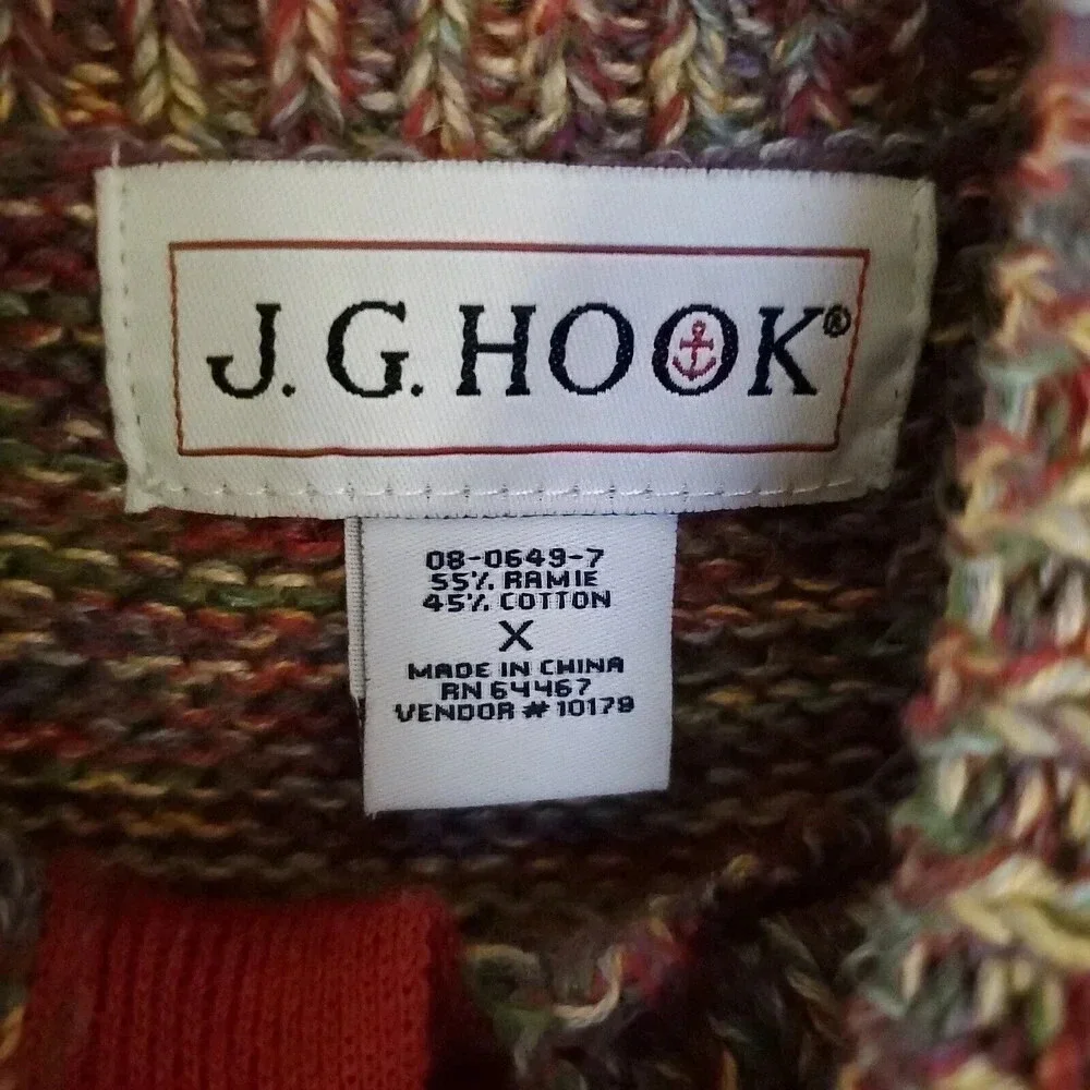 J.G.HOOK Women Knit Vintage Sweater Vest Medium Multicolor Pastel Hidden Buttons - Picture 3 of 11